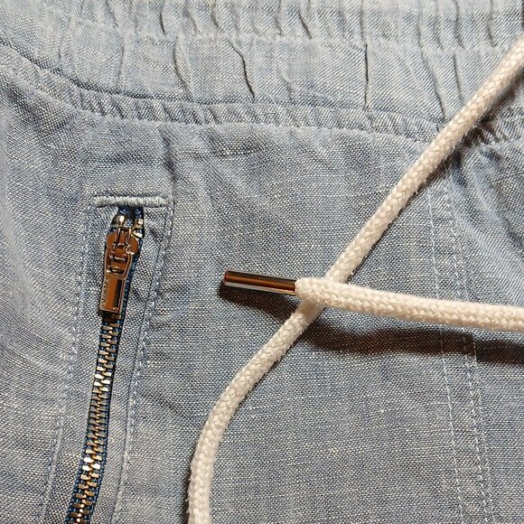 Athleta Cabo 100% Linen Wide Leg Pant Pale Blue Pockets Comfort -Like New - Picture 7 of 9